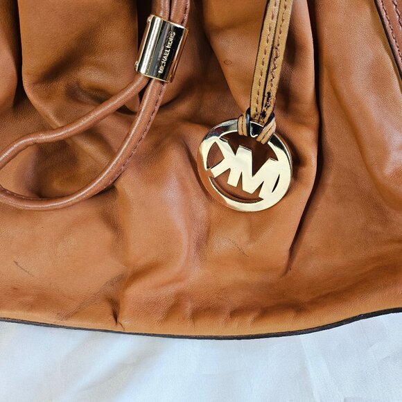 Michael Kors Tan Lamb Leather Gold Charm Satchel - Picture 11 of 15